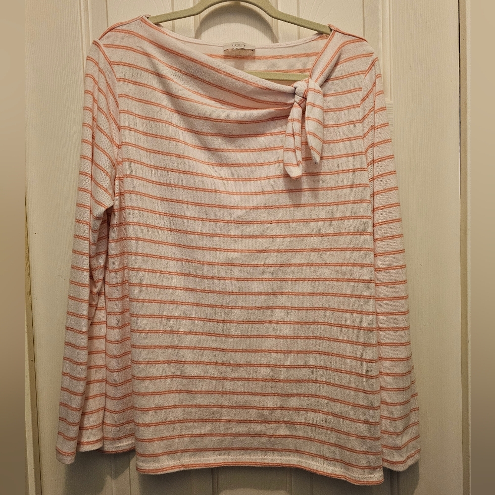 Loft Outlet Striped Boatneck Top with Knot - XL